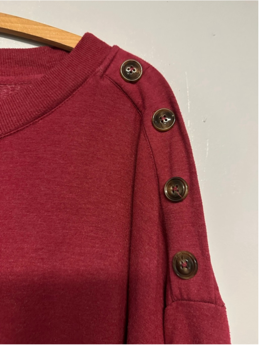 Women's The Sweatshirt Project Red Button Detail Sweatshirt Plus Size 3X - Picture 5 of 9